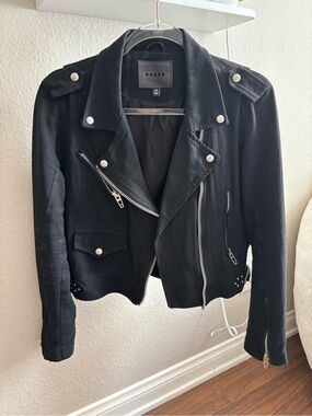 Blank NYC Black Asymmetric Moto Jacket with Silver Hardware